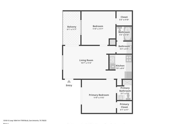 2 beds, 2 baths, 716 sqft, $1,199, Unit 7205