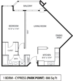 1 bed, 1 bath, 886 sqft, $1,505