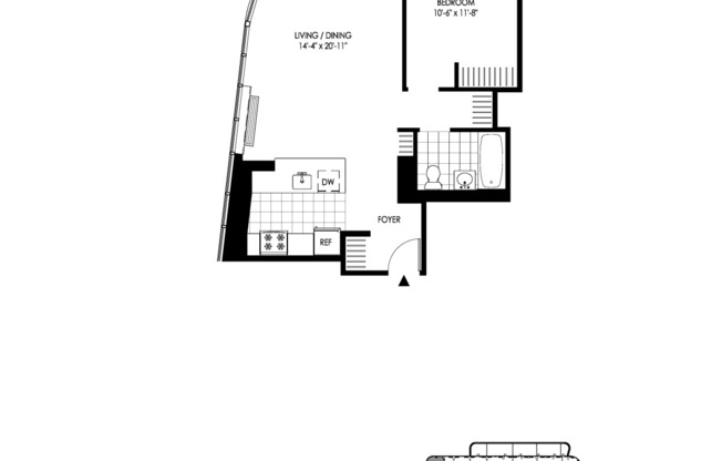 1 bed, 1 bath, $4,405, Unit 313