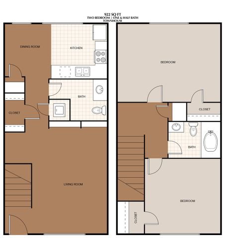 2 beds, 1 bath, 922 sqft, $1,225