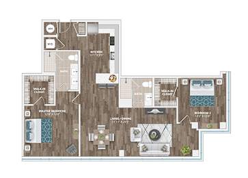2 beds, 2 baths, 1,284 sqft, $3,455