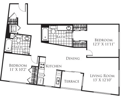 2 beds, 2 baths, 1,141 sqft, $3,512, Unit 211