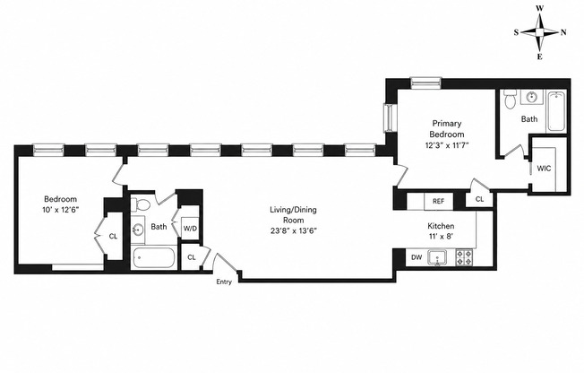 2 beds, 2 baths, 1,159 sqft, $9,995, Unit 34B