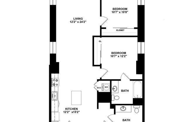 2 beds, 2 baths, 1,237 sqft, $3,995, Unit C-G08
