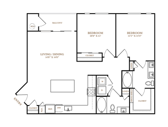 2 beds, 2 baths, 1,081 sqft, $1,796