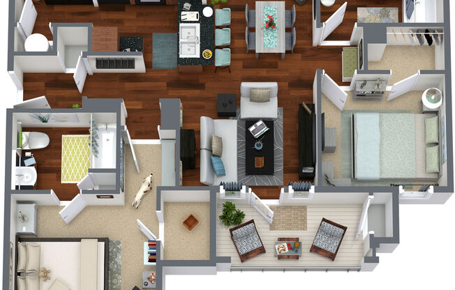 2 beds, 2 baths, 987 sqft, $1,270