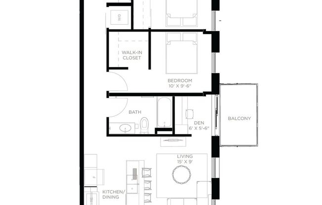 2 beds, 1 bath, 881 sqft, $1,700, Unit 320