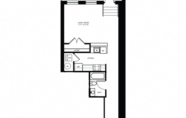 Studio, 1 bath, 577 sqft, $1,046