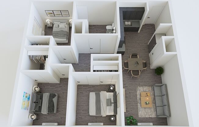 3 beds, 1 bath, 866 sqft, $1,721, Unit 404