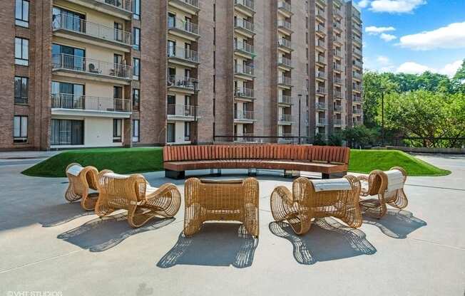 Lounging on The Plaza at Trillium Apartments, Virginia