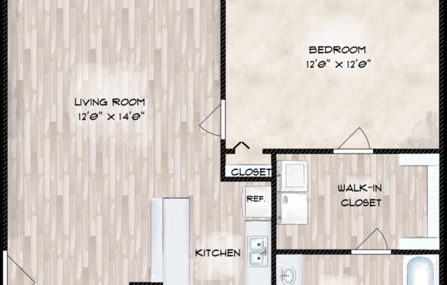 1 bed, 1 bath, 586 sqft, $1,005