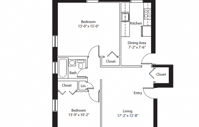 2 beds, 1 bath, 753 sqft, $3,910