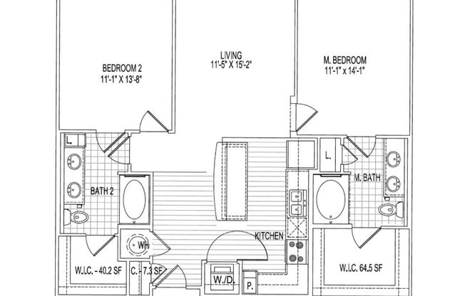 2 beds, 2 baths, 1,106 sqft, $1,925, Unit 00 - 800303