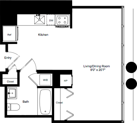 Studio, 1 bath, 470 sqft, $4,532, Unit 12C