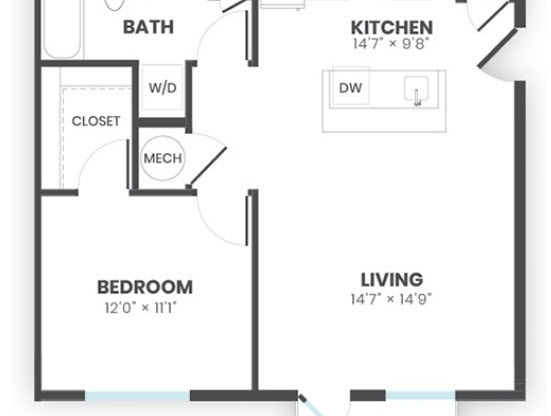 1 bed, 1 bath, 713 sqft, $1,463