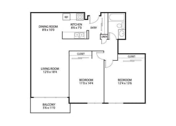 2 beds, 1 bath, 940 sqft, $1,730