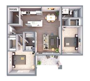 2 beds, 2 baths, 1,074 sqft, $1,280