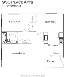 2 beds, 1 bath, 960 sqft, $1,229