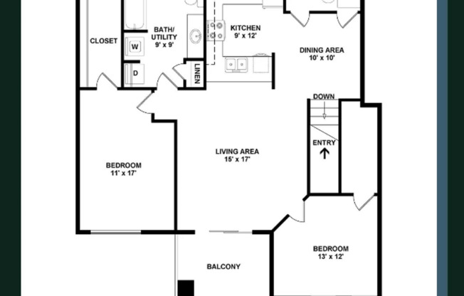 2 beds, 1 bath, 1,171 sqft, $1,665, Unit 54442