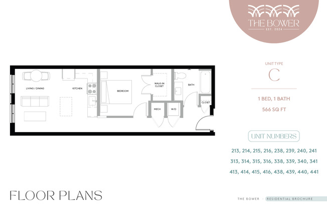 1 bed, 1 bath, 566 sqft, $1,165, Unit 214