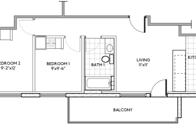 2 beds, 1 bath, 610 sqft, $2,269, Unit 1216-702