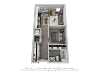 1 bed, 1 bath, 587 sqft, $1,680