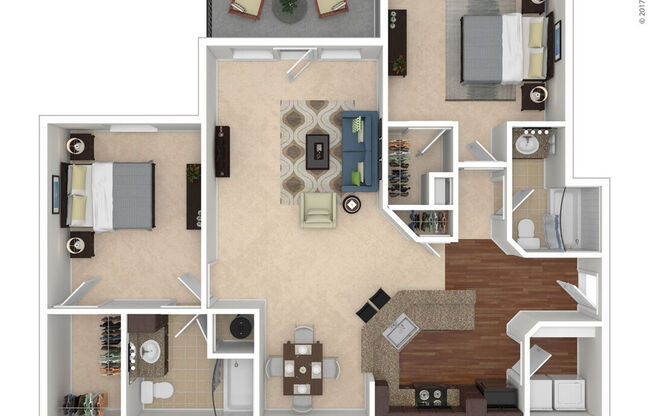 2 beds, 2 baths, 1,296 sqft, $1,569