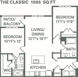 2 beds, 2 baths, 1,065 sqft, $1,829