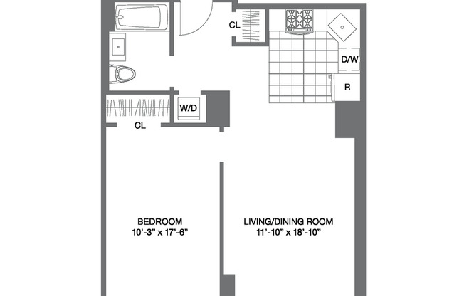 1 bed, 1 bath, 673 sqft, $3,300