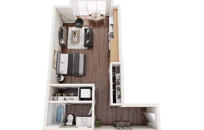 Studio, 1 bath, 663 sqft, $2,190