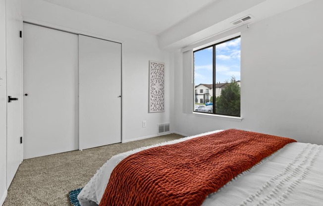 Bedroom With Closet at Park On Canal Apartments, Clinton Twp, Michigan