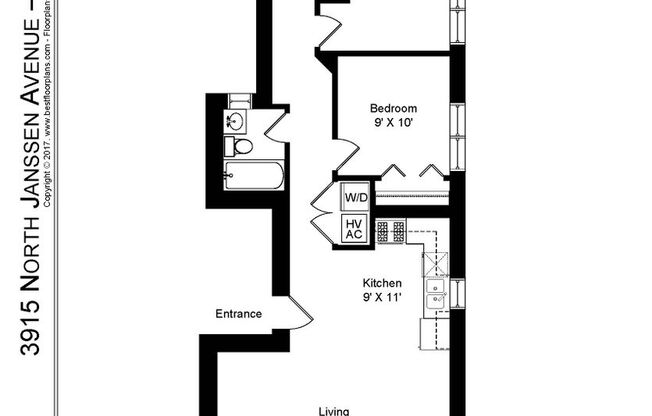 2 beds, 1 bath, 755 sqft, $3,100, Unit 3915-3S