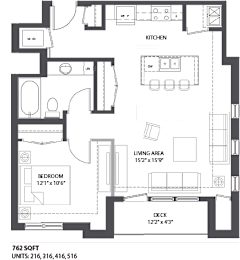 1 bed, 1 bath, 762 sqft, $1,795