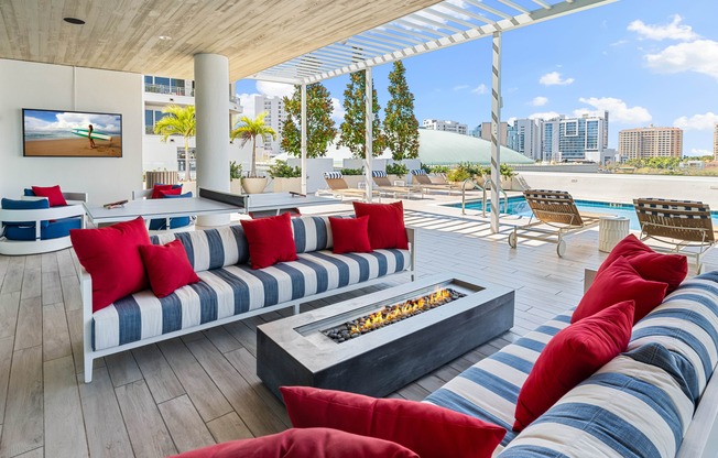 rooftop pool lounge area