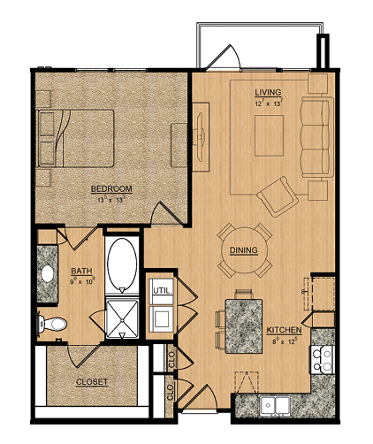 1 bed, 1 bath, 837 sqft, $2,208