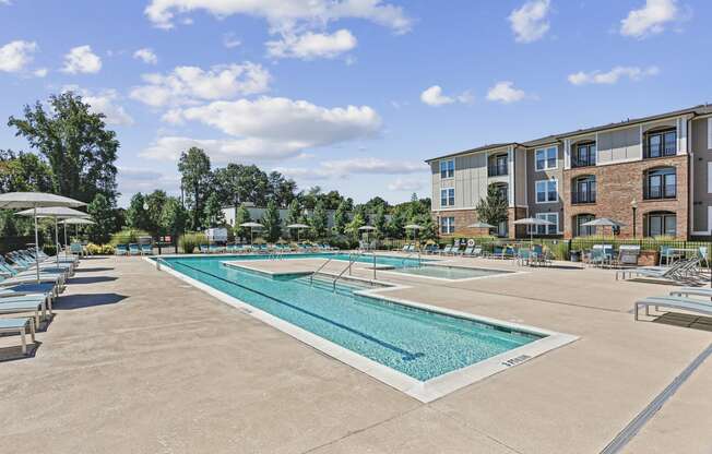 our apartments have a resort style pool with lounge chairs