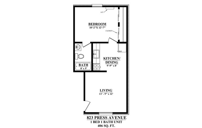 1 bed, 1 bath, 470 sqft, $895, Unit 823 - 05