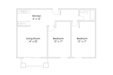 2 beds, 1 bath, 780 sqft, $1,140