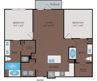 2 beds, 2 baths, 1,229 sqft, $2,345