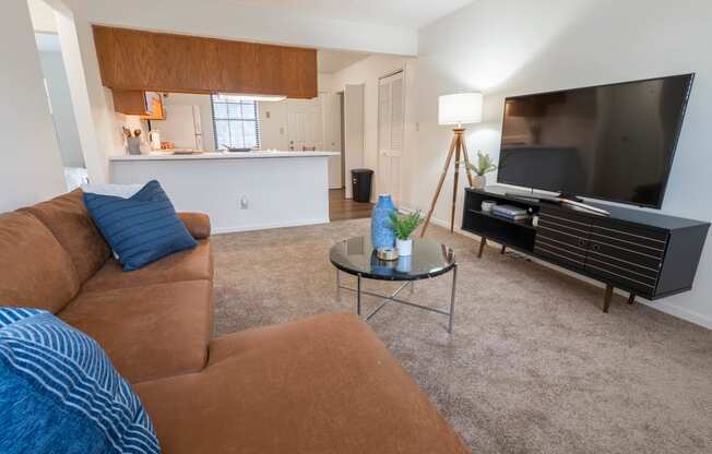 Living Area With Kitchen View at Sandstone Court Apartments, Indiana, 46142