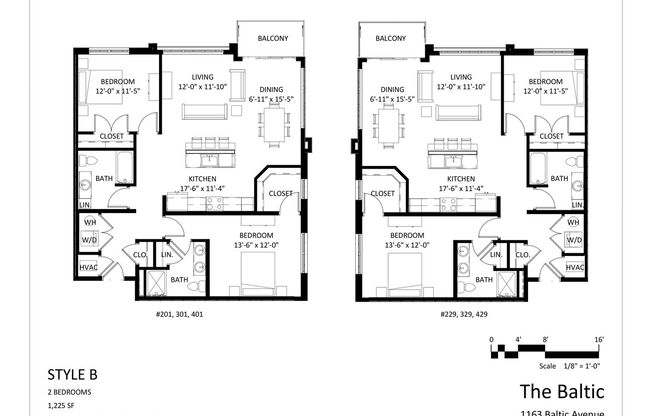 2 beds, 2 baths, 1,225 sqft, $1,825, Unit 201