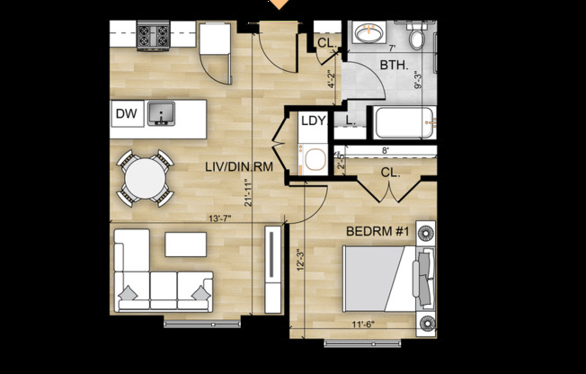 1 bed, 1 bath, 636 sqft, $2,250, Unit 530