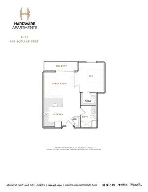 1 bed, 1 bath, 754 sqft, $1,799
