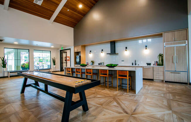 Large Clubhouse with Shuffleboard at New Apartments Ridgefield WA