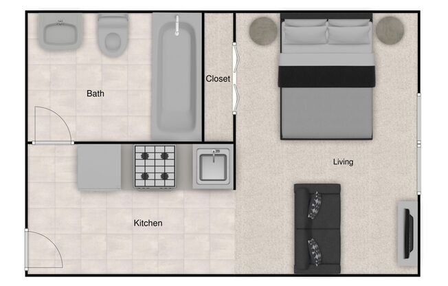 Studio, 1 bath, 600 sqft, $775, Unit 740-N