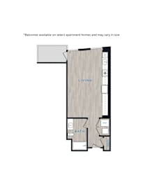 Studio, 1 bath, 588 sqft, $1,410