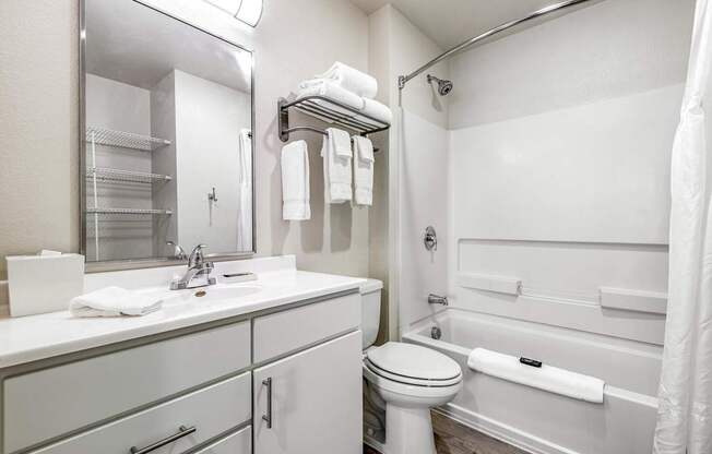 a bathroom with a sink toilet and a shower at Parks Residential - Denver, Centennial, CO 80111