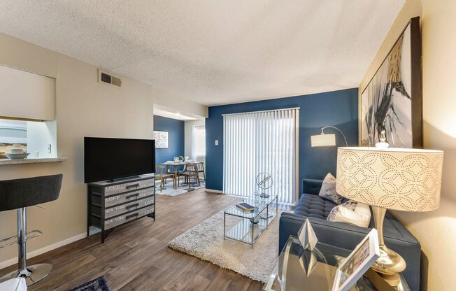 Model Living Room at Rock Creek Apartment Homes in Dallas, Texas, TX