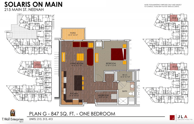 1 bed, 1 bath, 847 sqft, $1,752, Unit 413