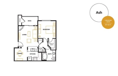 1 bed, 1 bath, 657 sqft, $1,640